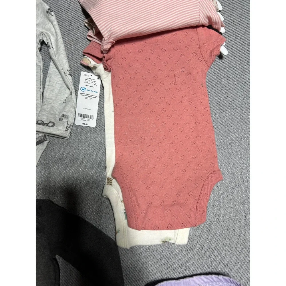 Carters Bodysuits‎ Pants Set Baby Newborn NB Multicolor Floral Farm 8pc Lot